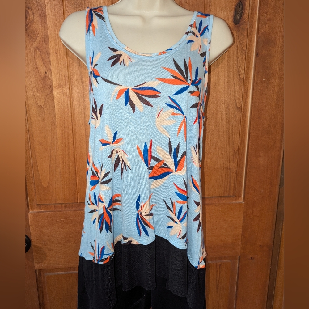 Jennifer Lopez Asymmetrical Blue and‎ Orange Sleeveless Tank Top